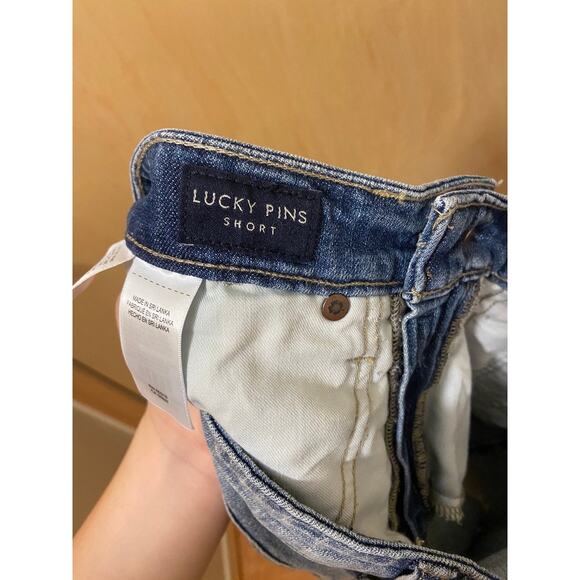 Lucky Brand Lucky Pins High Rise Distressed Cut-Off Jean Short Blue Women's 4/27 - Picture 9 of 11